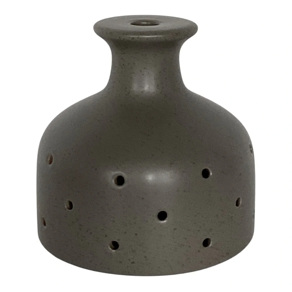 Wabi Sabi Luminary Pendant Light Fixture Shade Pierced Perforated Gray Ceramic